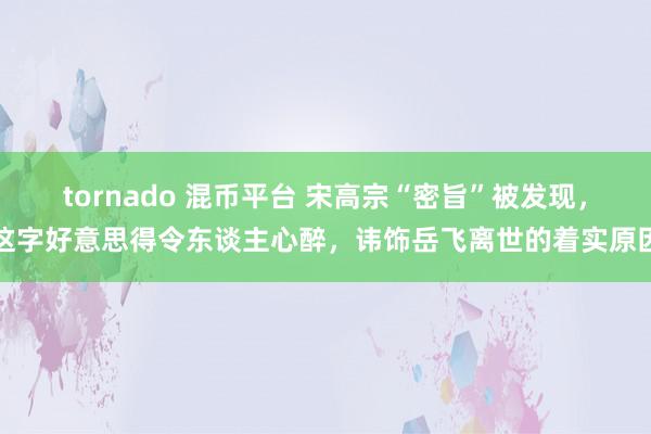 tornado 混币平台 宋高宗“密旨”被发现，这字好意思得令东谈主心醉，讳饰岳飞离世的着实原因